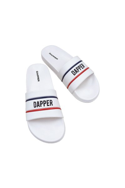 รองเท้าแตะแบบสวม DAPPER Nautical Pool Slide Sandals – White