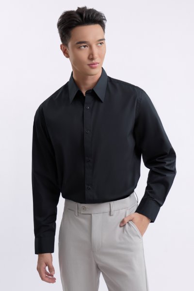 เสื้อเชิ้ตแขนยาว Cotton Blend Regular-Fit Shirt