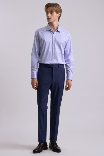 เสื้อเชิ้ตแขนยาว SMOOTH & STRETCH Striped Smart Fit Shirt – Blue