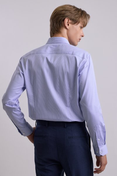 เสื้อเชิ้ตแขนยาว SMOOTH & STRETCH Striped Smart Fit Shirt – Blue