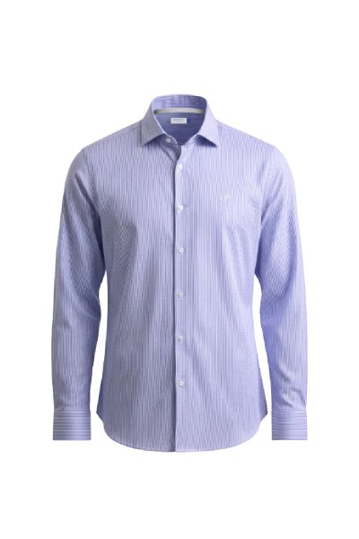 เสื้อเชิ้ตแขนยาว SMOOTH & STRETCH Striped Smart Fit Shirt – Blue