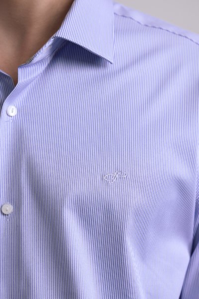 เสื้อเชิ้ตแขนยาว SMOOTH & STRETCH Striped Smart Fit Shirt – Blue