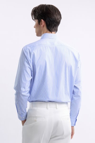 เสื้อเชิ้ตแขนยาว EASY CARE Striped Regular Fit Shirt – Blue