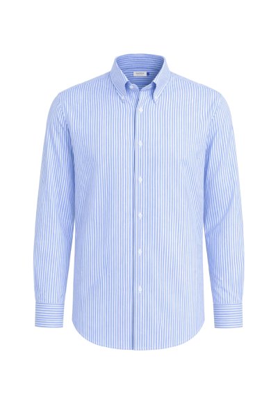 เสื้อเชิ้ตแขนยาว EASY CARE Striped Regular Fit Shirt – Blue