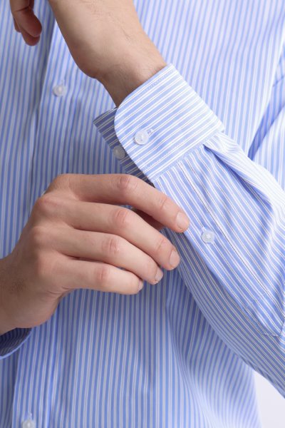 EASY CARE Striped Regular Fit Shirt – Blue