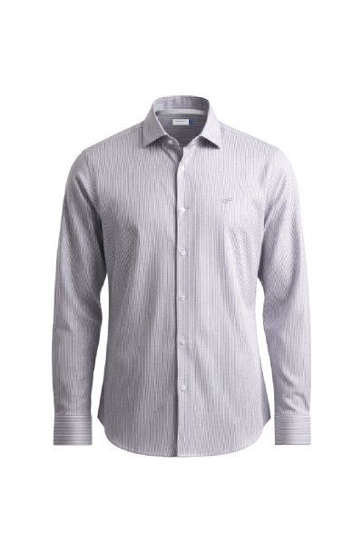 เสื้อเชิ้ตแขนยาว SMOOTH & STRETCH Striped Smart Fit Shirt – Grey