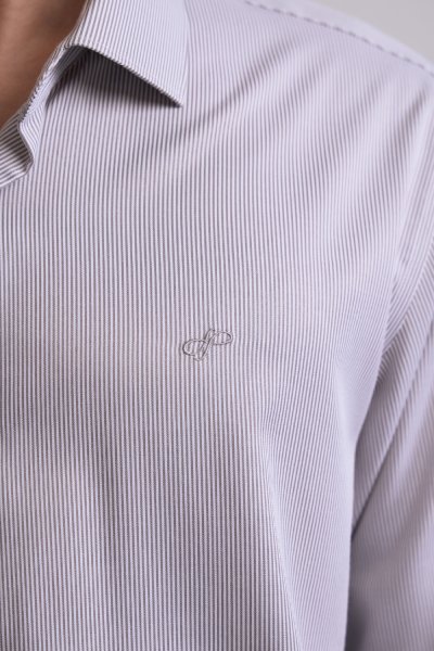 เสื้อเชิ้ตแขนยาว SMOOTH & STRETCH Striped Smart Fit Shirt – Grey