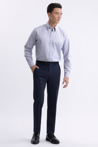 เสื้อเชิ้ตแขนยาว NO MORE IRON Houndstooth Regular Fit Shirt – Grey