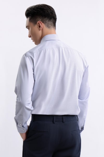 เสื้อเชิ้ตแขนยาว NO MORE IRON Houndstooth Regular Fit Shirt – Grey