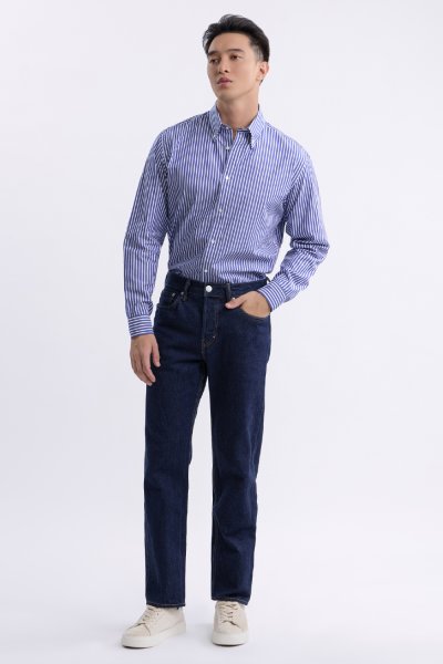 เสื้อเชิ้ตแขนยาว EASY CARE Striped Regular Fit Shirt – Navy