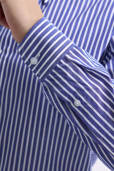 EASY CARE Striped Regular Fit Shirt – Navy