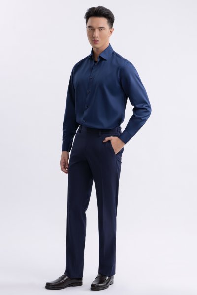 เสื้อเชิ้ตแขนยาว NO MORE IRON Regular Fit Shirt – Navy
