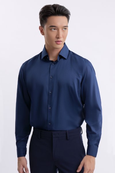 เสื้อเชิ้ตแขนยาว NO MORE IRON Regular Fit Shirt – Navy