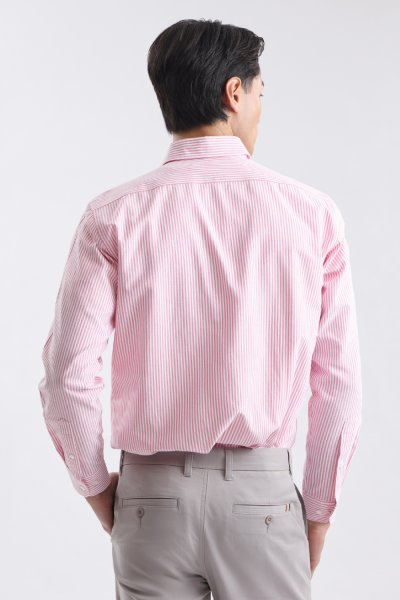 เสื้อเชิ้ตแขนยาว EASY CARE Striped Regular Fit Shirt – Red