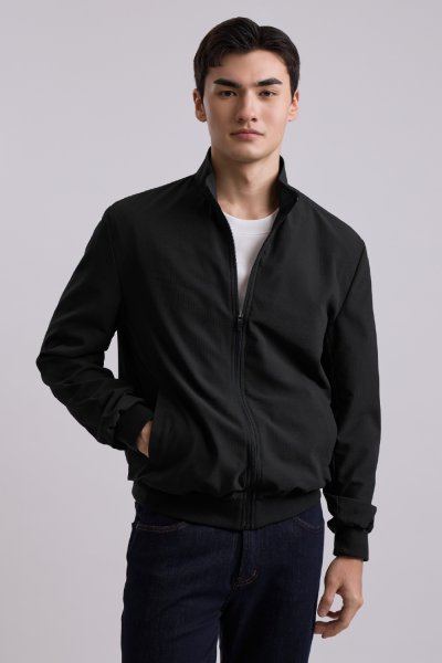 เสื้อแจ็คเก็ต Seersucker Bomber Jacket - Black