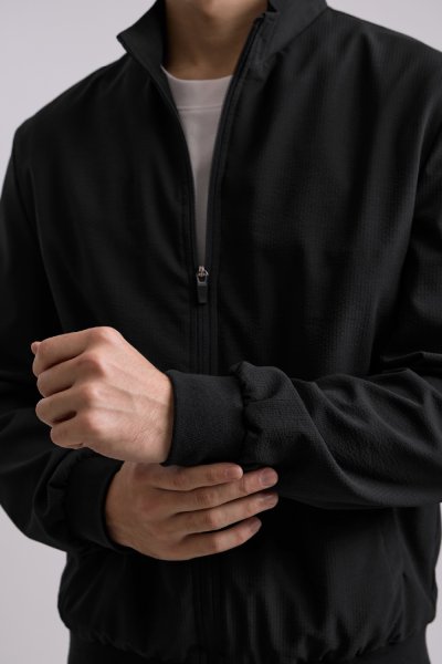 เสื้อแจ็คเก็ต Seersucker Bomber Jacket - Black