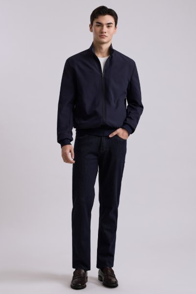 เสื้อแจ็คเก็ต Seersucker Bomber Jacket - Navy