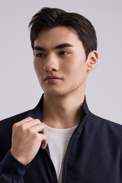 เสื้อแจ็คเก็ต Seersucker Bomber Jacket - Navy