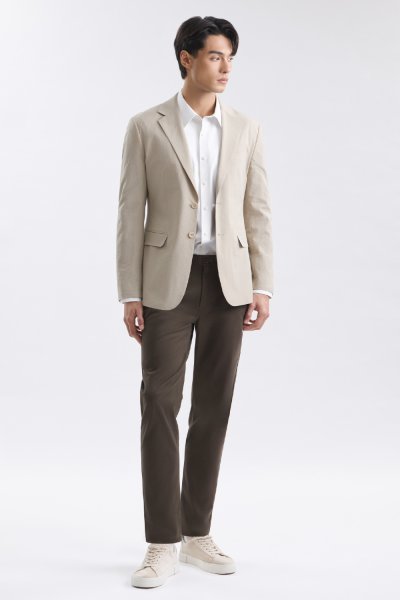 เสื้อเบลเซอร์ Textured Seersucker Blazer - Beige