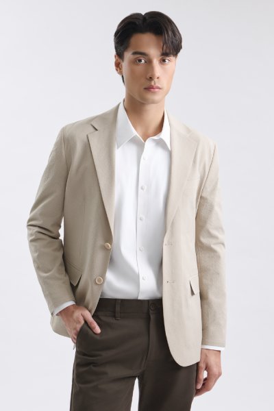 เสื้อเบลเซอร์ Textured Seersucker Blazer - Beige