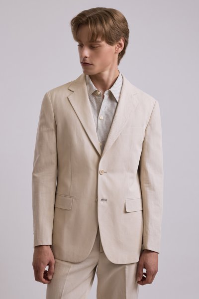 เสื้อสูทผู้ชาย Linen Blend Regular-Fit Suit – Ivory
