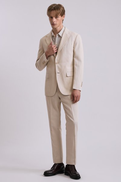 เสื้อสูทผู้ชาย Linen Blend Regular-Fit Suit – Ivory