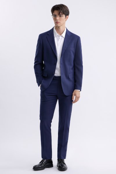 เสื้อสูทผู้ชาย Glen Check Regular-Fit Suit – Navy