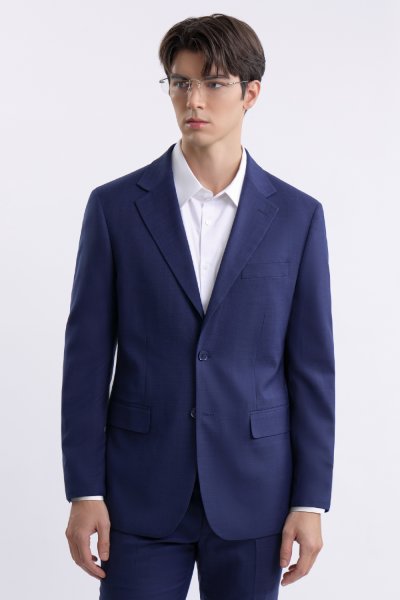 เสื้อสูทผู้ชาย Glen Check Regular-Fit Suit – Navy