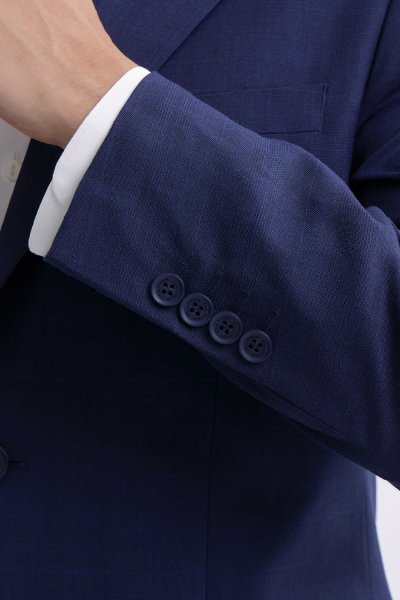 เสื้อสูทผู้ชาย Glen Check Regular-Fit Suit – Navy