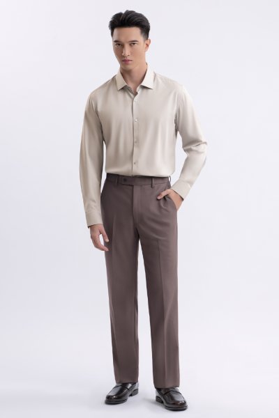 กางเกงขายาว 4 Ways Stretch Smart-Fit Trousers – Brown