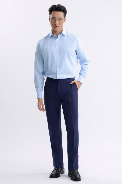 กางเกงขายาว TECHFLEX Glen Check Regular-Fit Trousers - Navy