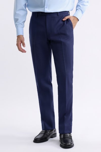 กางเกงขายาว TECHFLEX Glen Check Regular-Fit Trousers - Navy