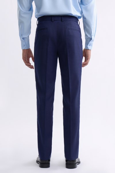 กางเกงขายาว TECHFLEX Glen Check Regular-Fit Trousers - Navy
