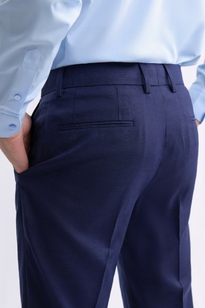 กางเกงขายาว TECHFLEX Glen Check Regular-Fit Trousers - Navy