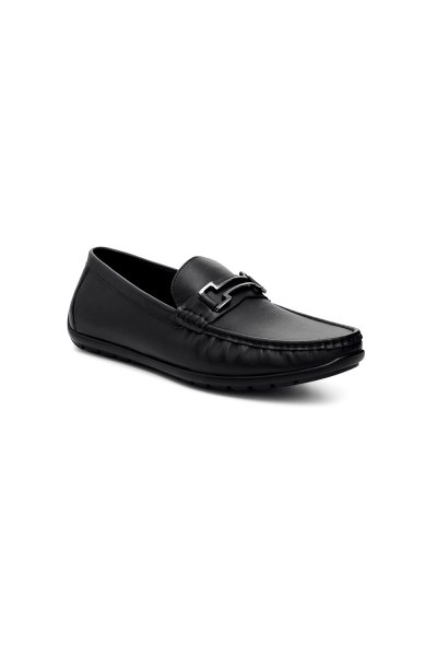 Nappa Leather Bit Moccasin - Black