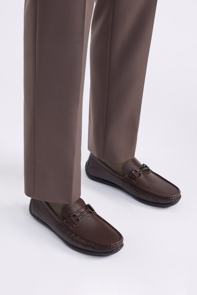 Nappa Leather Bit Moccasin - Brown