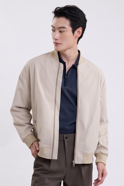 Lightweight Bomber Jacket - Beige