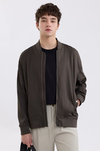 Lightweight Bomber Jacket - Olive Green
