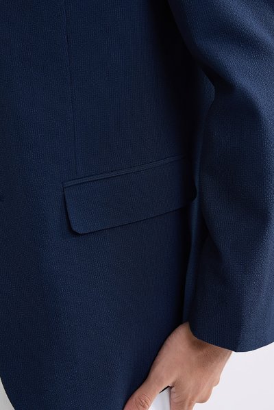 Textured Seersucker Blazer - Navy