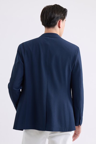 Textured Seersucker Blazer - Navy