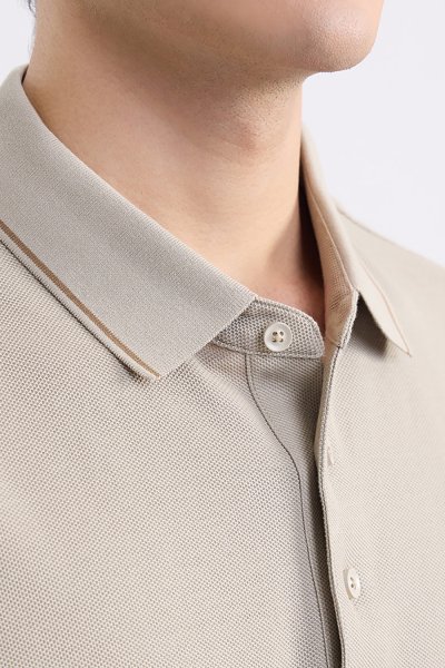 เสื้อโปโล Contrast Tipped Polo Shirt - Beige