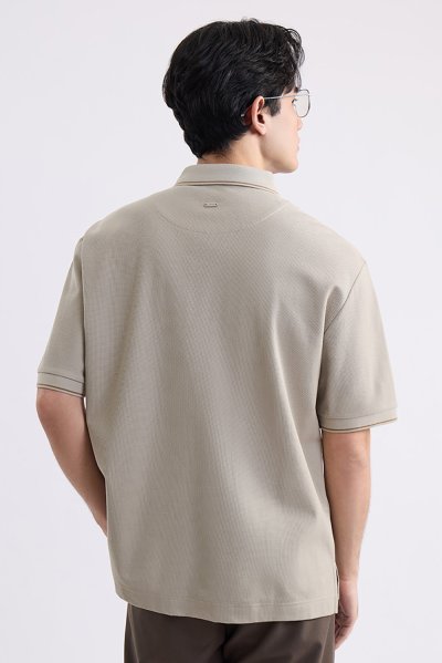 เสื้อโปโล Contrast Tipped Polo Shirt - Beige