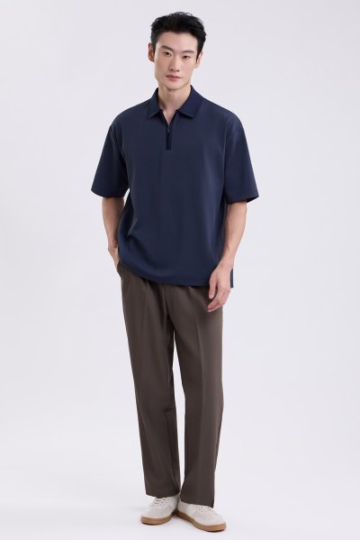 Zip-Up Polo Shirt