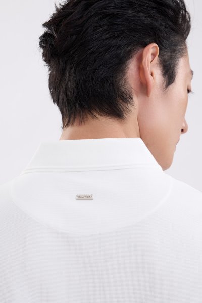 เสื้อโปโล Waffle-Knit Polo Shirt - White