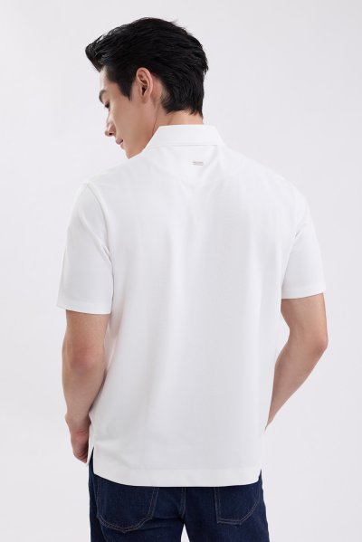 เสื้อโปโล Waffle-Knit Polo Shirt - White