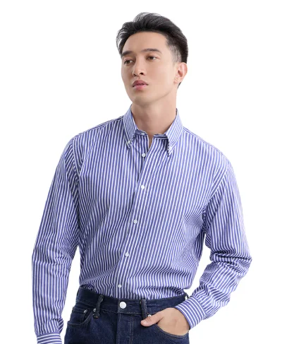 เสื้อเชิ้ตแขนยาว EASY CARE Striped Regular Fit Shirt – Navy