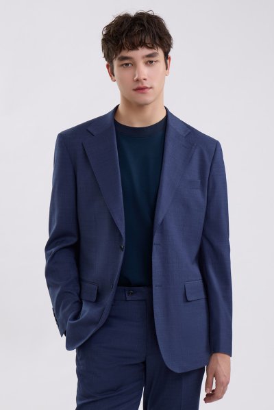 TECHFLEX Textured Regular-Fit Suit - Navy