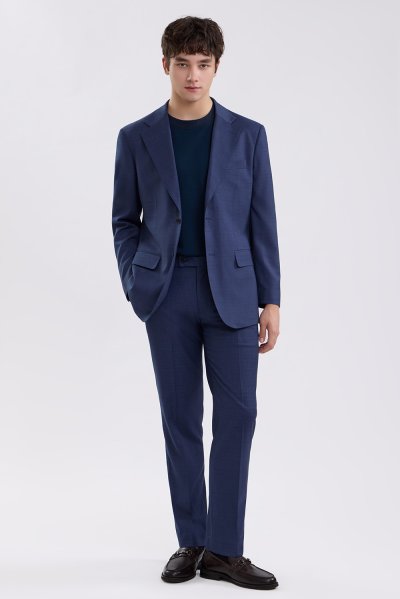 TECHFLEX Textured Regular-Fit Suit - Navy