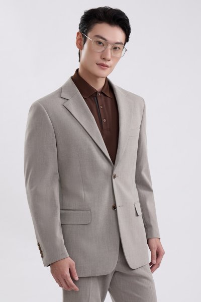 Premium Tailored Fit Suit - Light Grey