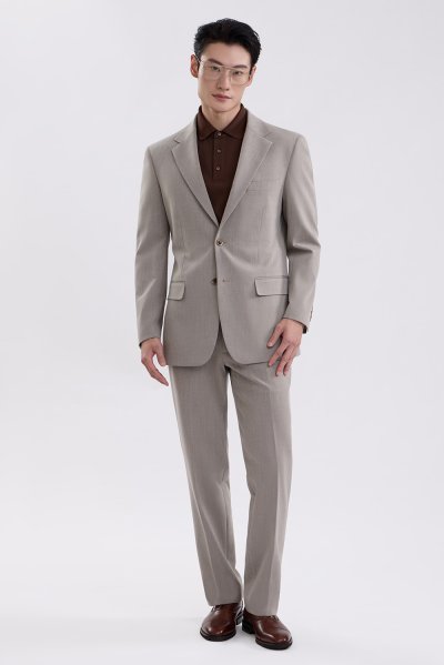 Premium Tailored Fit Suit - Light Grey